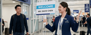 Our staff will be waiting at the arrival hall to greet you with a personalized name board